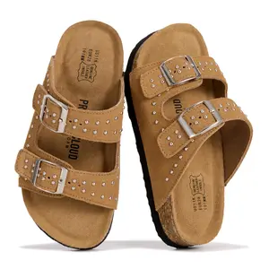 Project Cloud Kids | Genuine Leather Slides for Kids | Water Resistant | Lightweight | Non-Slip - Little Venita Studded