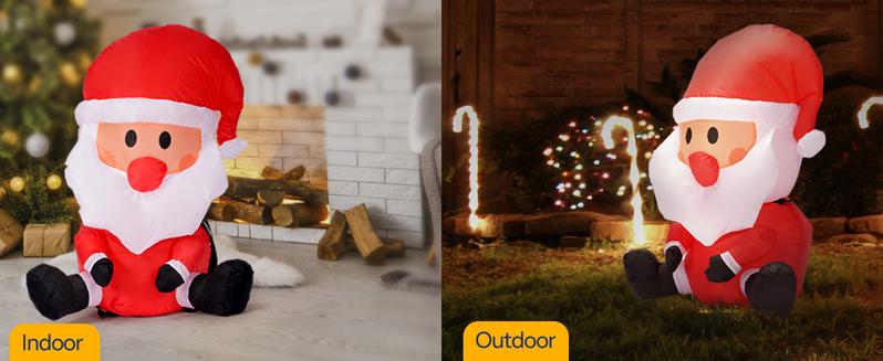 VIVOHOME Christmas Inflatable Outdoor Decoration, Santa on Green Sleigh, Santa and Christmas Tree, Navidad Blow Up Yard Decor with Built-in LED Light for Lawn, Garden, Party  Ornament Water Proof