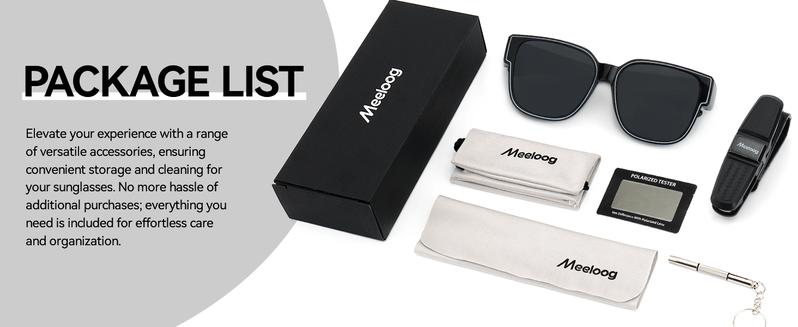 Meeloog Polarized Fit Over Glasses Sunglasses, Square Lightweight Wrap Around Shades For Women ST0898