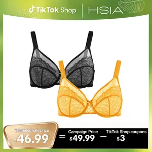 HSIA Enchante Floral Lace Unlined Underwire Plus Size Unpadded Full Coverage Bra Set 2 Pack Womenswear SpringStatements
