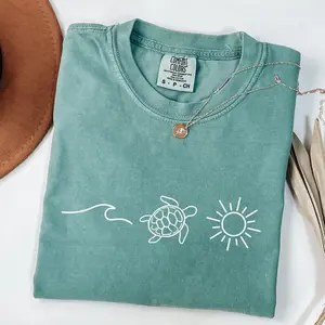 Comfort Colors Ocean Turtle Sun T-Shirt, Summer Shirt, Gift For Women, Beach Shirt, Summer Women Tee