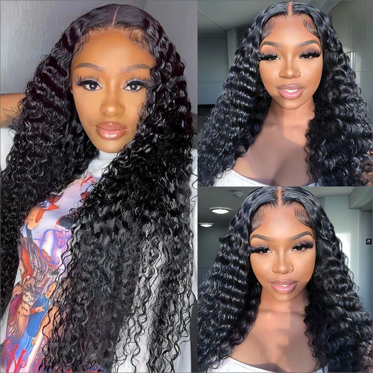 Bling Hair Deep Wave 13x4 13x6 Lace Frontal Wig Human Hair Brazilian Deep Curly Transparent Lace Front Human Hair Wigigs For Women On Sale 180% Density TikTokShopBlackFriday