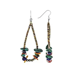 JTV Multi-Stone Metal Wire & Sterling Silver Open Design Earrings