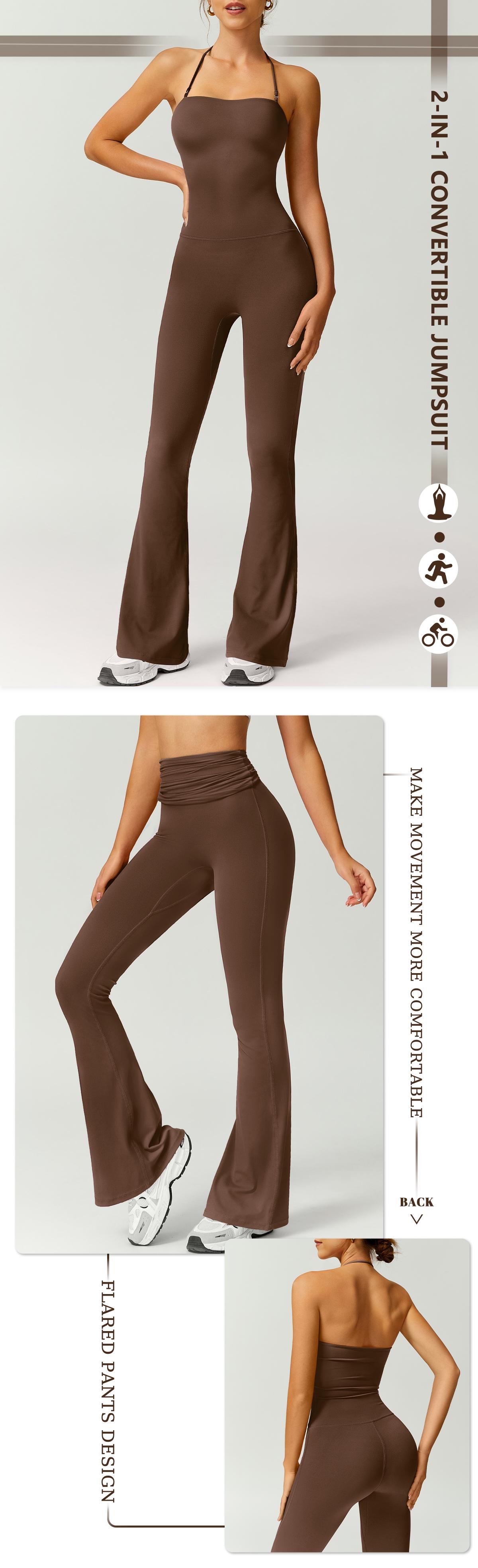 TIMEOFF Women's Halter Neck High Waist Butt Lifting Bodycon Flared Leg Yoga Jumpsuit - Stretchable Solid Color Athleisure Activewear, Trending Clothes for Women for Gym & Fashion Outfits (Athleisure Style, Solid Color Jumpsuit),summerwins TIMEOFF Women's Halter Neck High Waist Butt Lifting Bodycon Flared Leg Yoga Jumpsuit - Stretchable Solid Color Athleisure Activewear, Trending Clothes for Women for Gym & Fashion Outfits (Athleisure Style, Solid Color Jumpsuit),summerwins