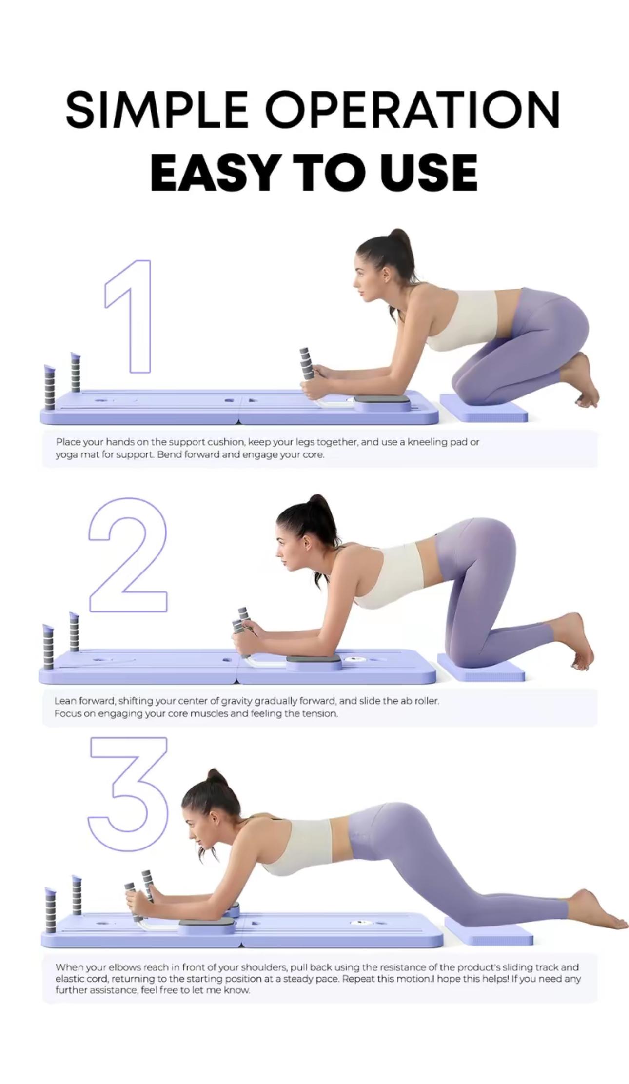 Pilates Board,Multi-functional Ab Exercise Board,FoldableHome Pilates Reformer with Knee Mat ,Timer andResistance Bands,Abs Workout Equipment forAbdominal & Core Strength Training #outdoorfun #dealsforyoudays