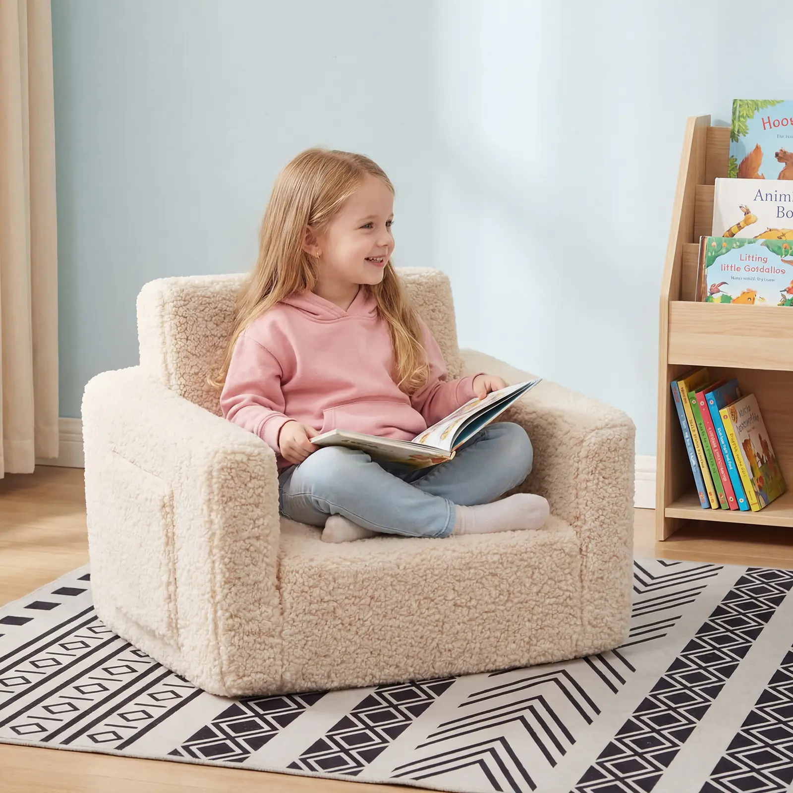 Kid's Foldable Cotton Velvet Sofa - Glow in the Dark Foldable Couch for Kids, Soft & Comfy, Adjustable Backrest, Suitable for Months 18+ Years kid foam couch for kids s couch kids couch excellent gift for Christmas and Birthday