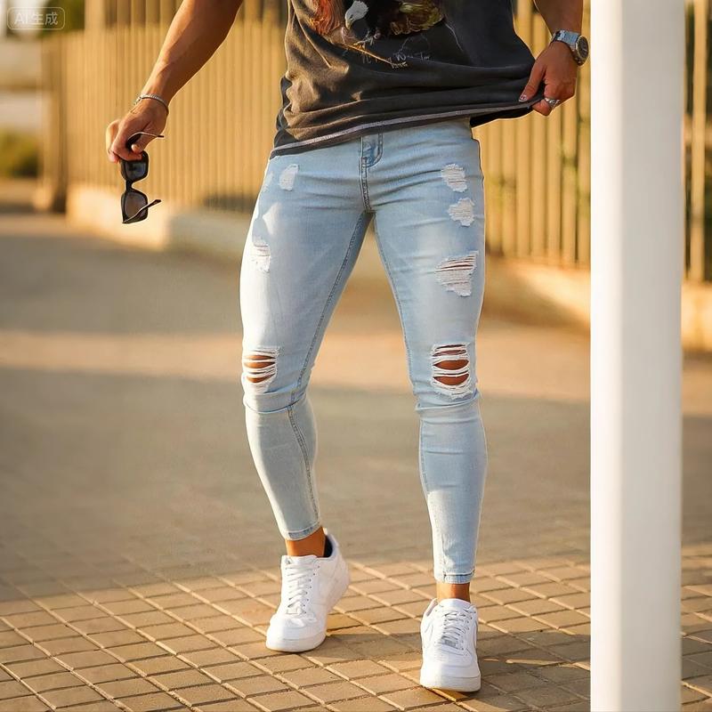 GINGTTO Men's Ripped Skinny Jeans Slim Fit Stretch Tapered Leg GINGTTO Men's Ripped Skinny Jeans Slim Fit Stretch Tapered Leg