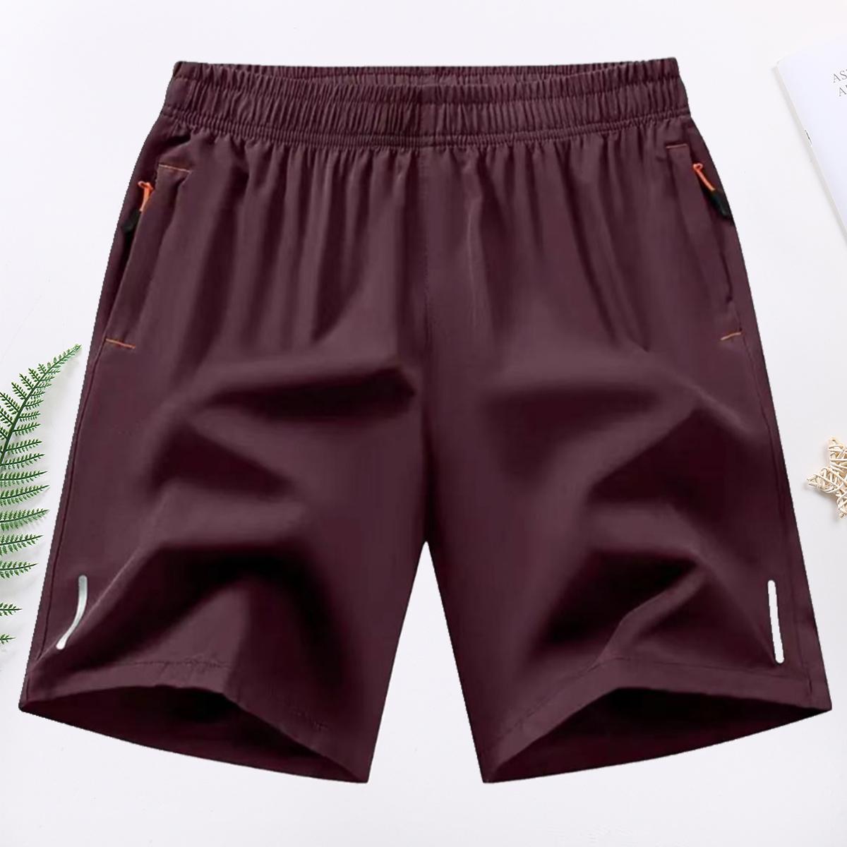 Men's Ultra-Lightweight Running Shorts - Quick Dry Breathable Thin Fabric for Summer Sports Solid Color Textured Wrinkle Resistant Reflective Strips Gym Sport Menswear Beige Plain