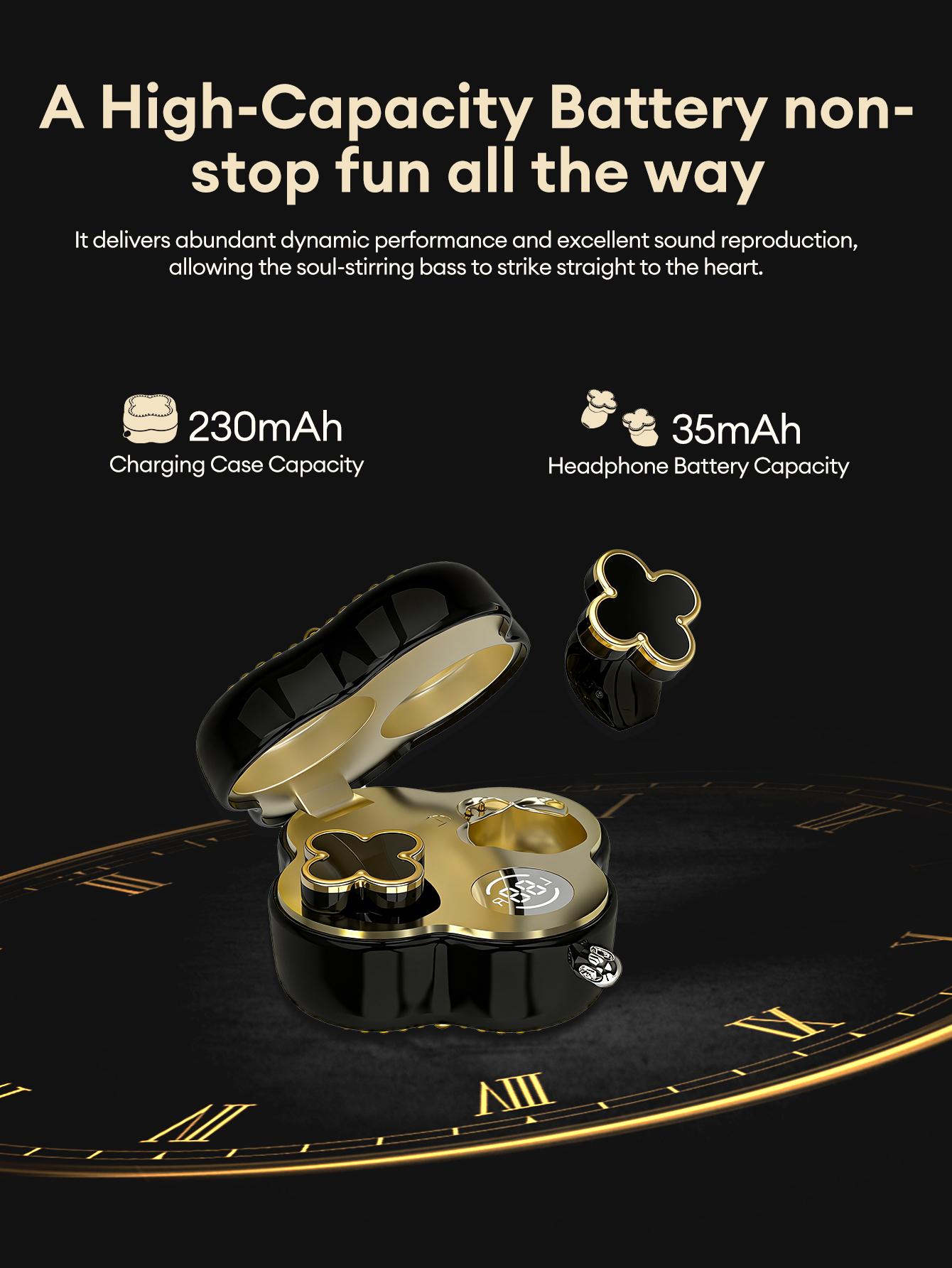 PAXA YX66 Four-Leaf Clover Wireless Earbuds with Bluetooth 5.4, Stable Connection, ENC Call Noise Cancellation, Super Stereo Sound, Luxury Retro Jewelry-Style Design for Women, Elegant Charging Case, Compatible with Android & iOS, Ideal Gift for Girls