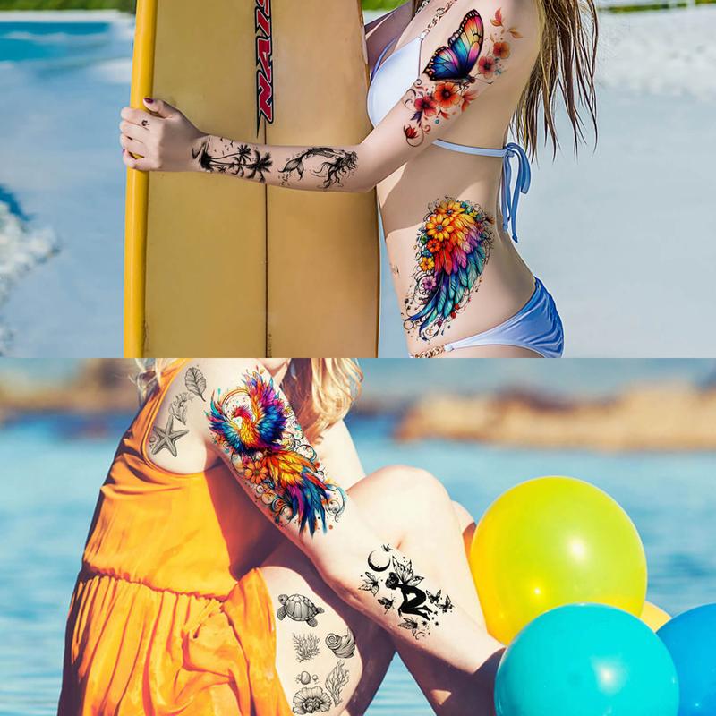 GLARYYEARS 72 Sheets Magic Bottle Temporary Tattoos for Women Adults – Galaxy Fantasy Tattoo Stickers with Crystals, Feathers & Phoenix Wings – Colorful Boho Waterproof Wear for Festival, Music Party, Beach Days