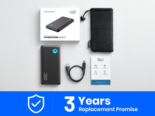 INIU Portable Charger, Slimmest 10000mAh 5V/3A Power Bank, USB C in&out High-Speed Charging Battery Pack, External Phone Powerbank Compatible with iPhone 17 16 15 14 13 12 Samsung S25 S24 Google iPad etc Black Smartphone Chargeable BSR