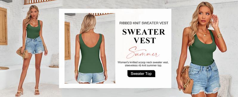 Tankaneo Womens V Neck Tank Tops 2026 Sleeveless Ribbed Knit Shirts Summer Casual Sexy Sweater Vest #Valentine #Giftsideas Basic Breathable Elastic Soft Womenswear Style