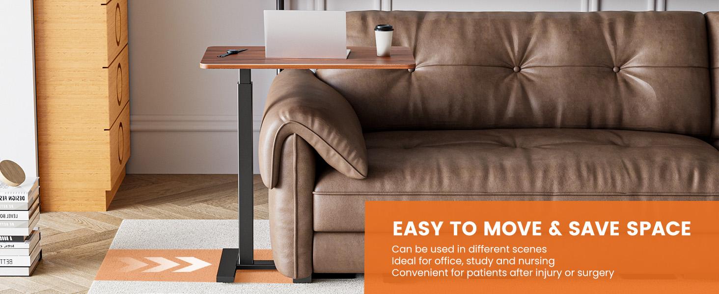 【Deal】Sweet Furniture Adjustable Overbed Table with Wheels for Hospital and Home Use - Rolling Laptop Desk and Mobile Standing Desk