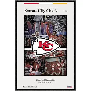 Kansas City Chiefs Satin Poster | Super Bowl Champions Collage 2024