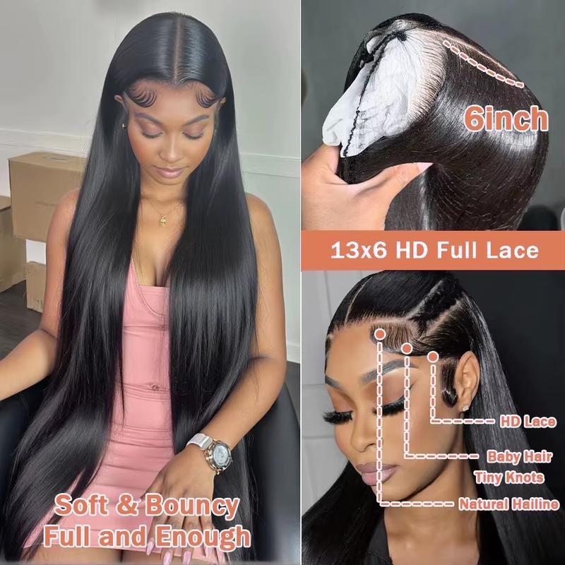 Bling Hair 180 Density 13x6 13x4 HD Transparent Straight Lace Frontal Wigs Human Hair 32 34 Inch 360 Full Lace Front Wig PrePlucked For Women