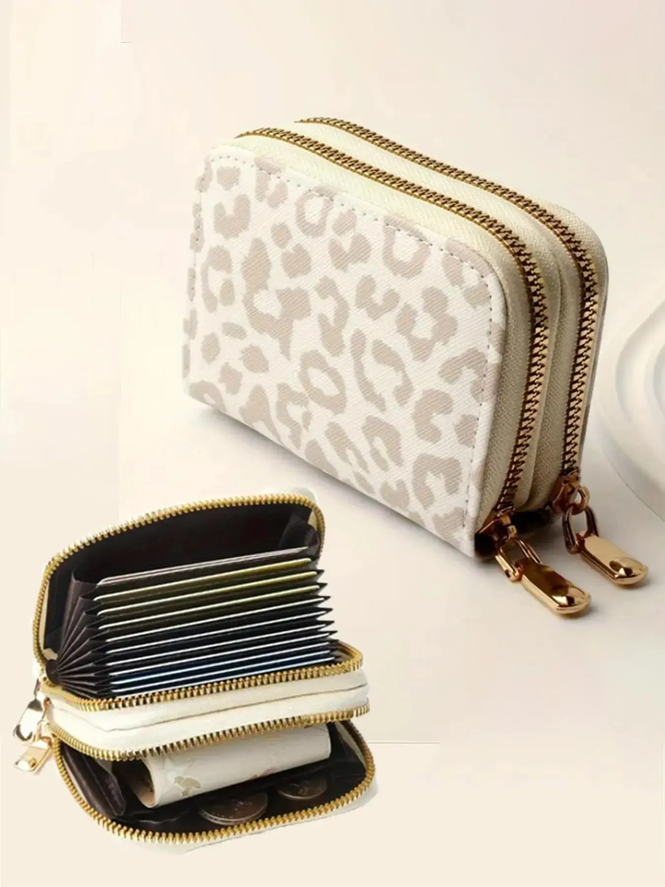 Leopard Print Zipper Card Holder Wallet for Women, Slim Trifold Credit Card Organizer, Stylish Compact Purse Wallet for Daily Use, Travel, Shopping & Everyday Carry Essentials tiktokshopbacktoschool