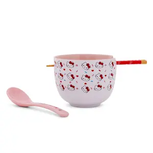 Sanrio Hello Kitty Sprinkles 20-Ounce Ramen Bowl, Chopsticks, and Spoon Set