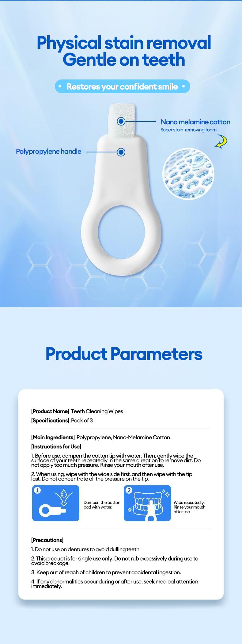 Tooth Stain Eraser Nano Cleaning Pads for Safe, Chemical-Free Teeth Whitening，Gentle Stain Remover for Adults & Kids