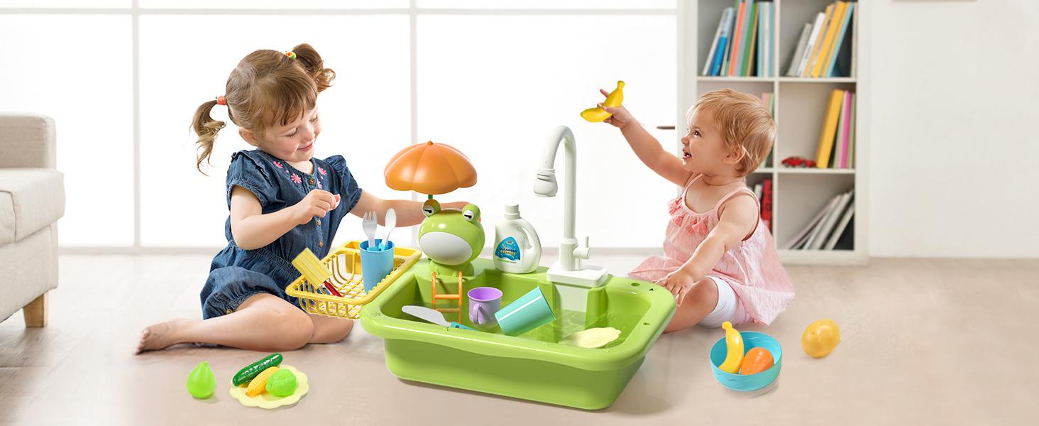 CUTE STONE Play Sink with Running Water Interactive Kitchen Sink Toys Upgraded Electric Faucet Pool Floating Fishing Toys for Water Play Miniature Cooking Set Kids Vanity - Artificial CUTE STONE Play Sink with Running Water Interactive Kitchen Sink Toys Upgraded Electric Faucet Pool Floating Fishing Toys for Water Play Miniature Cooking Set Kids Vanity - Artificial