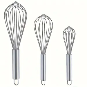 3-piece stainless steel egg beater set - includes 8.0-inch, 10.0-inch, and 12.0-inch models - suitable for stirring, whipping, and mixing - non-deformable, easy to clean, kitchen egg beater | stainless steel egg beater | durable kitchen tool