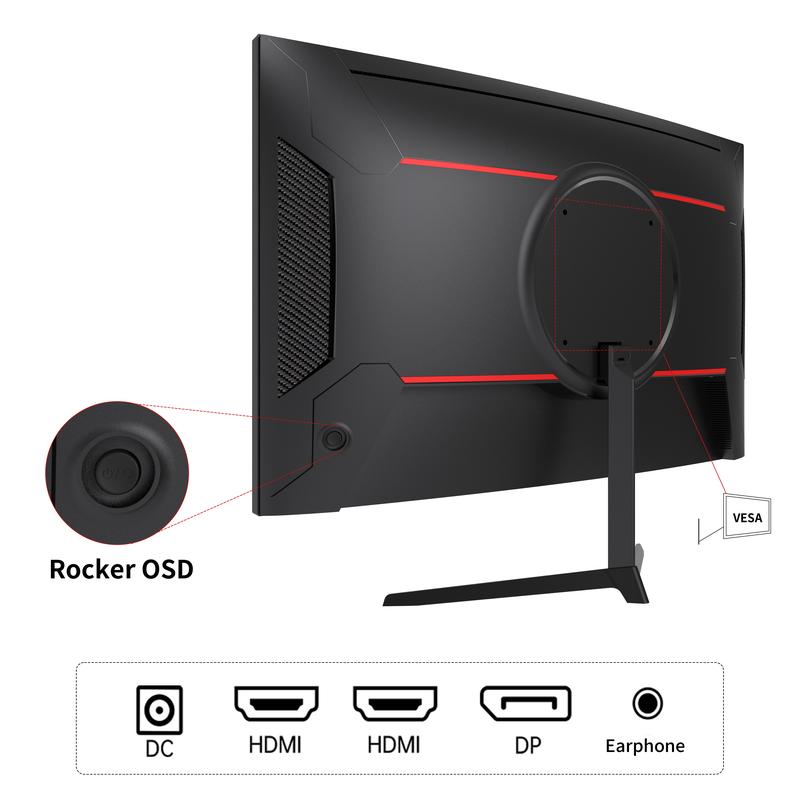 KTC 23.6" FHD 1080P Native 165Hz 1500R Curved Gaming Monitor, OC 180Hz Frameless Computer Monitor, Adaptive-Sync, 99% sRGB, 3000:1 Contrast, HDMI, DisplayPort, Wall Mountable/Tilt Adjustable, H24S17