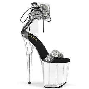 Pleaser 827RS Women's Platform Sandals - Elegant Party Shoes with Rhinestone Detail, Glittering Stiletto Pumps