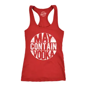 Womens Fitness Tank May Contain Vodka Tanktop Funny Liquor Drinking Party Graphic Racerback Funny Racerback Tank Cute Slimming Tank tops comfortable soft top Liquor Tank Top for Women Funny Drinking Sleeveless Red