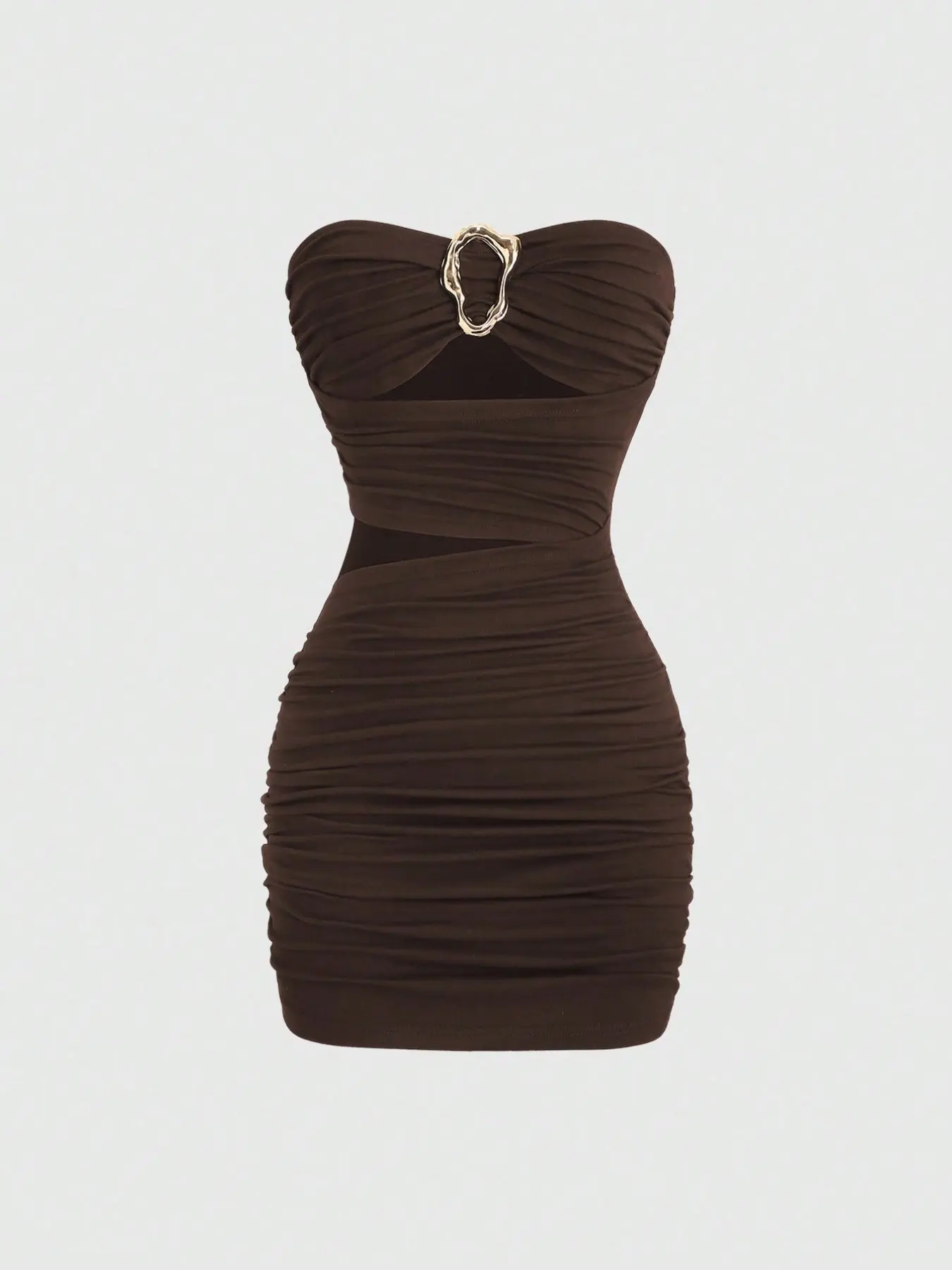 Women's Sexy Lady Bodycon Strapless Sleeveless Mini Dress Womenswear with Metal Buckle, Stylish, Chic, Fashion and Slim Fit, Perfect for Parties and Events, Club Dress, Bodycon Party Dress