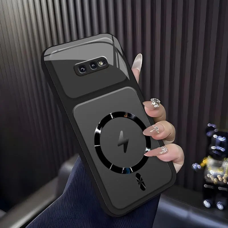 Lightning Bolt Design Gloss MagSafe Compatible Shockproof Protective Cover with Precision Magnet Ring for [Galaxy S10e] 952