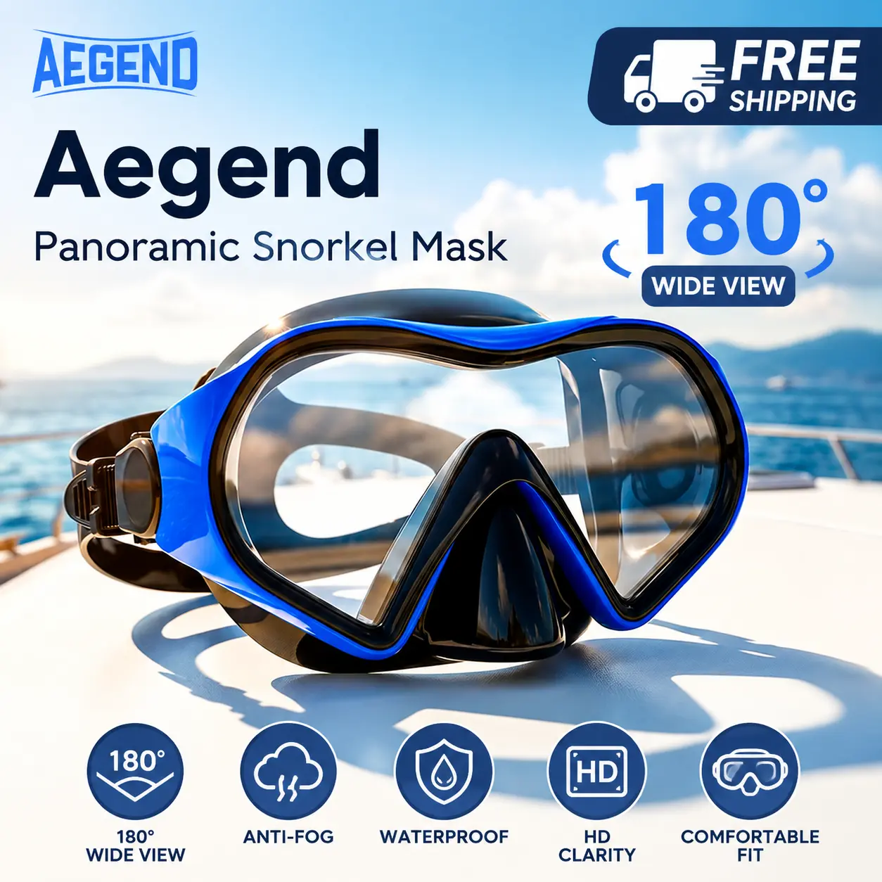 Aegend Snorkel Mask for Adults Youth– Leak-Proof Swim Goggles 180° Panoramic Clear View Anti-Fog Scuba Diving Mask with 1S Underwater Adjustment for Snorkeling, Freediving & Swimming tiktokshopbacktoschool