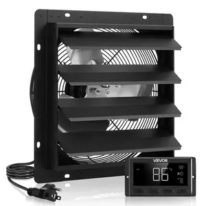 VEVOR 14 inch Shutter Exhaust Fan,  , Wall Mounted Attic Vent Fan with Smart Programming Variable Speed Temperature Control, 2000 CFM,EC Motor,Timer, for Shed,Garage,Greenhouse Ventilation Cooling,Black