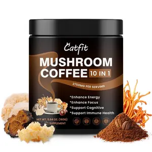 Catfit Organic Mushroom Coffee 10 in 1 lmprove Mood & Enhance Focus Brain 2750mg