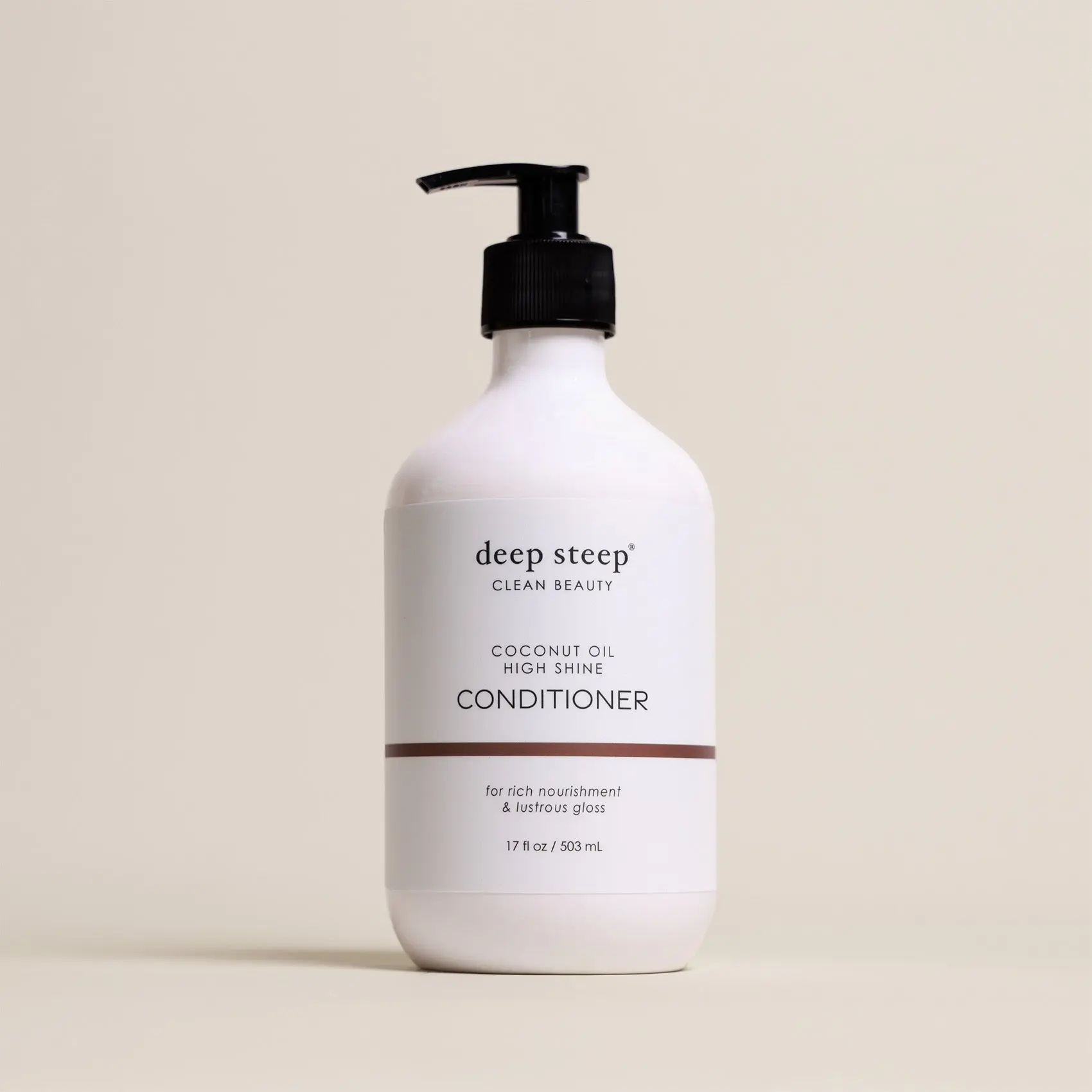 Deep Steep Premium Coconut Oil High Shine Liquid Conditioner (17 fl oz/505 mL) - Organic, Gentle, Glycerin-Infused, Rice-Enhanced, Instant Repair, Moisturizing Haircare, Plant-Based, Paraben-Free, Vitamins for Dry Hair, Hair Conditioning Support