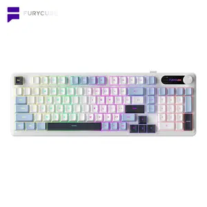 FURYCUBE IP98 PRO Wireless Keyboard with Number Pad RGB Backlit Media Knob Custom Computer Keyboard for MAC Xbox PC Gamer Office Membrane Keyboard Designed for Career Office Giftguide