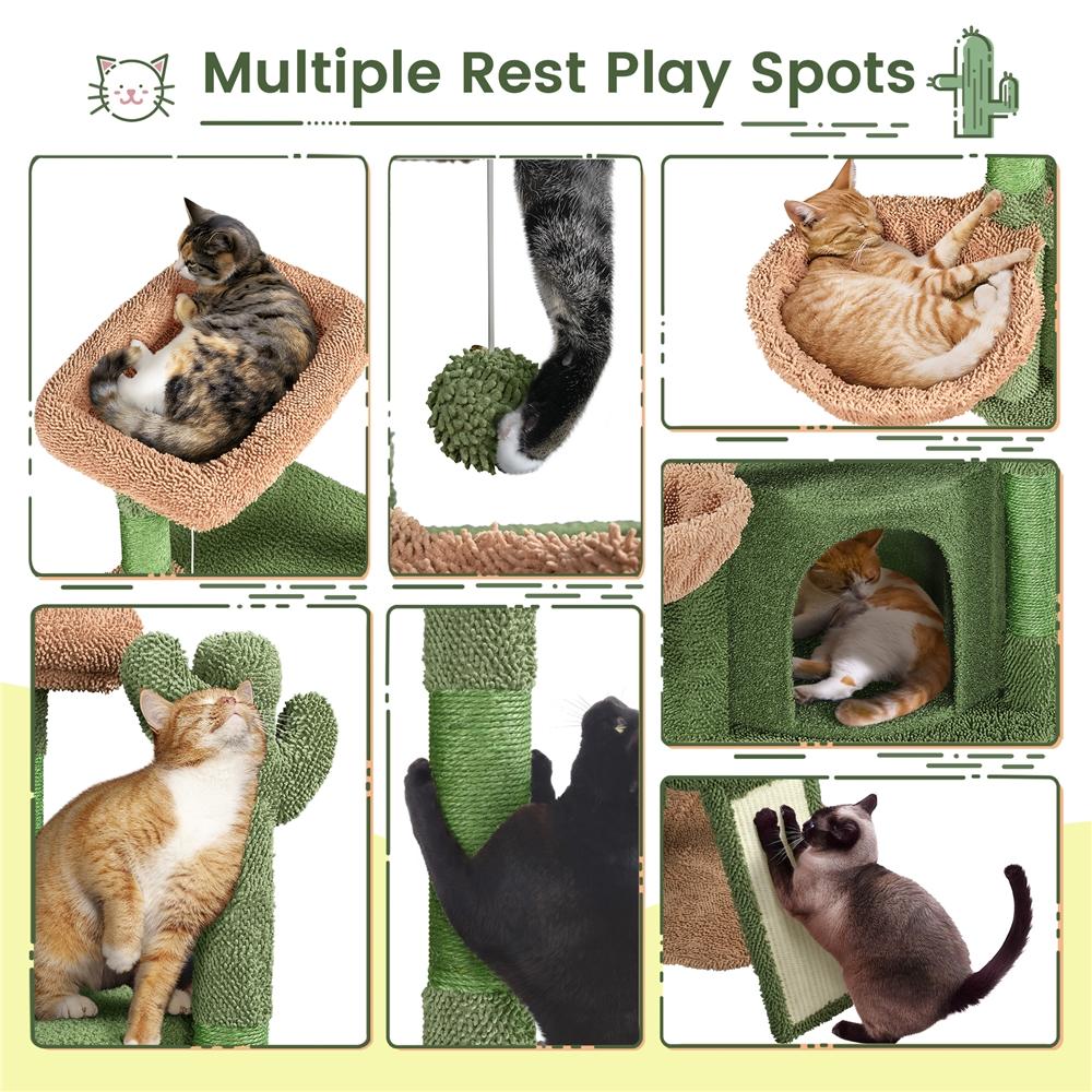 Yaheetech 23.5″ H 2-Level Christmas Cat Tree Tower Condo with Wide Perch and Scratching Posts Cat Pet Climbing Tower, Cat House Activity Center Furniture for Kittens, Cats and Pets