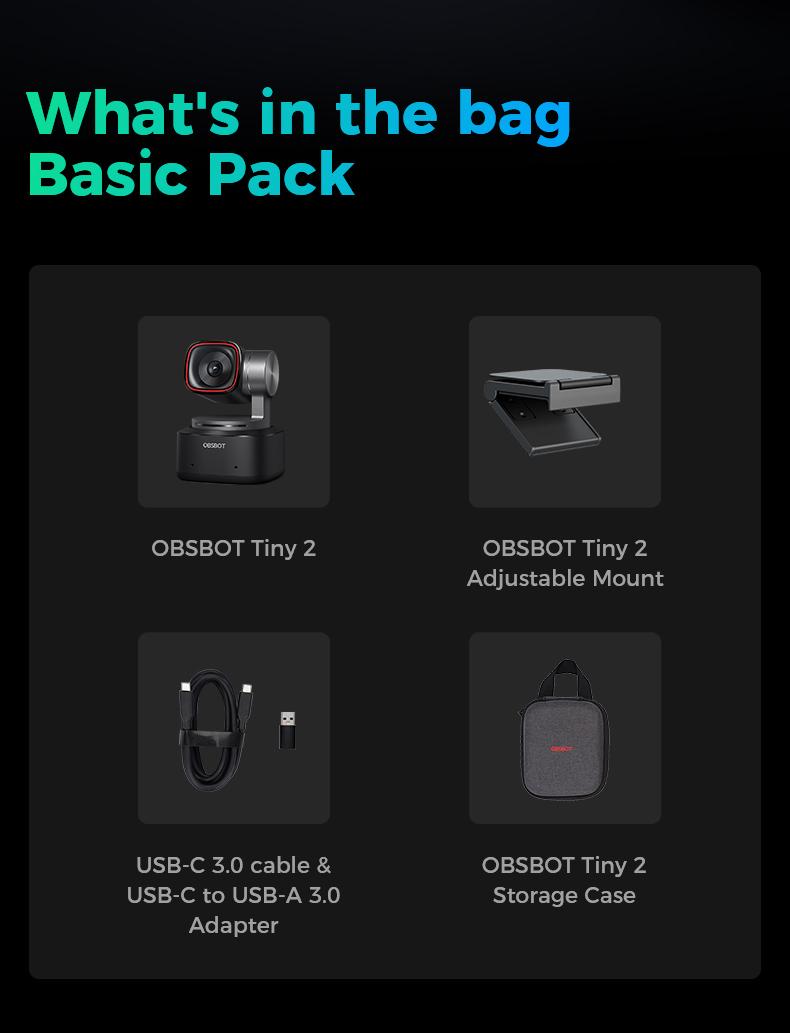 【Hot!!!】OBSBOT Tiny 2 Webcam 4K Voice Control PTZ, AI Tracking Multi-mode & Auto Focus, Web Camera with 1/1.5" Sensor, Gesture Control, 60 FPS, HDR Light Correction, Webcam for PC, Streaming, Conference wyze wirelesscamera videogames