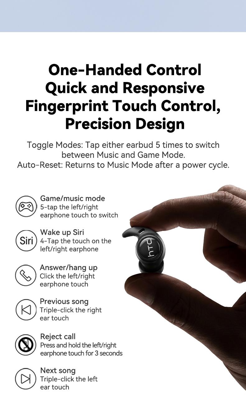HTC NE76 Bluetooth Wireless Earbuds Sleep Earphones,Bluetooth 6.0,Noise-Canceling Earphones.Improves sleep quality,Zero pressure on the ears when sleeping on your side,Invisible flat-head earphones,Suitable for travel and side sleepers
