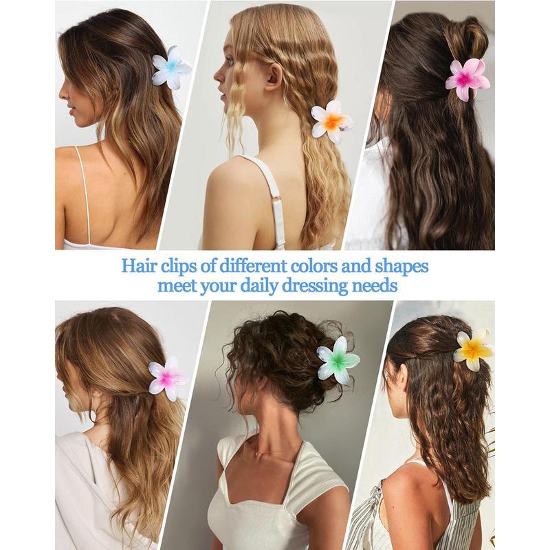 6 Pack Flower Hair Clips for Women Hawaiian Flower Clips Plumeria Claw Clips for Thin Hair Preppy Claw Clip for Thick Hair Hibiscus Hair Accessories for Girls
