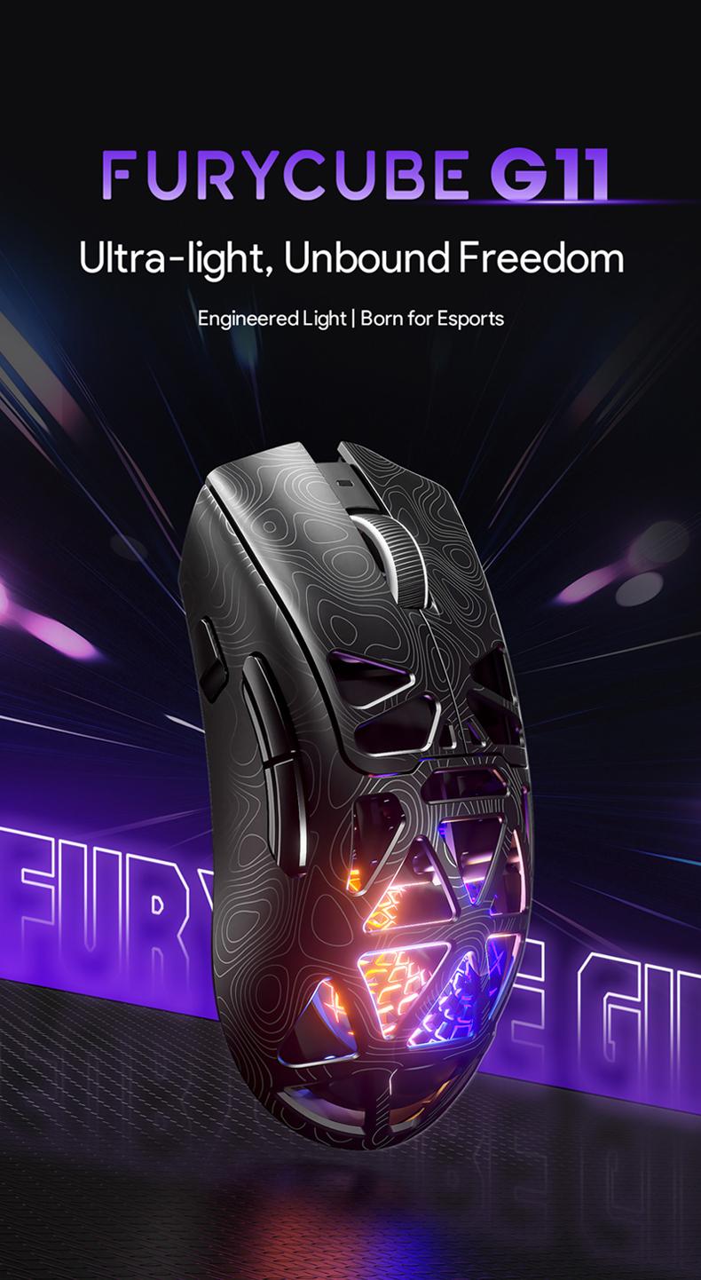 FURYCUBE G11 Tri-Mode Gaming Mouse PAW 3311 2.4G Bluetooth Wired Rechargeable RGB Lighting Optical Sensor for Gaming & Office Accessories Birthday Gifts for BF