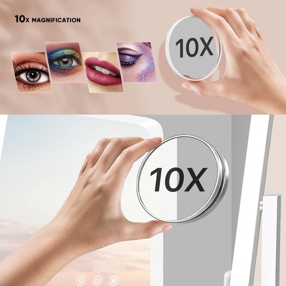 GALENTAL Vanity Mirror with Lights, LED Makeup Mirror with Dimmable 3 Color Modes, Touch Screen Control Vanity Based Mirror Desk Mirror Square White GALENTAL Vanity Mirror with Lights, LED Makeup Mirror with Dimmable 3 Color Modes, Touch Screen Control Vanity Based Mirror Desk Mirror Square White