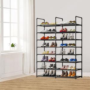 Shoe Rack Storage Organizer for Closet Entryway,8-Tier 32 Pairs Stackable Shoe Shelf with Side Hooks Black Free Standing Space Saving Shoe Tower for Hallway Bedroom Garage Dorm Cabinet Plastic Deals For You Days