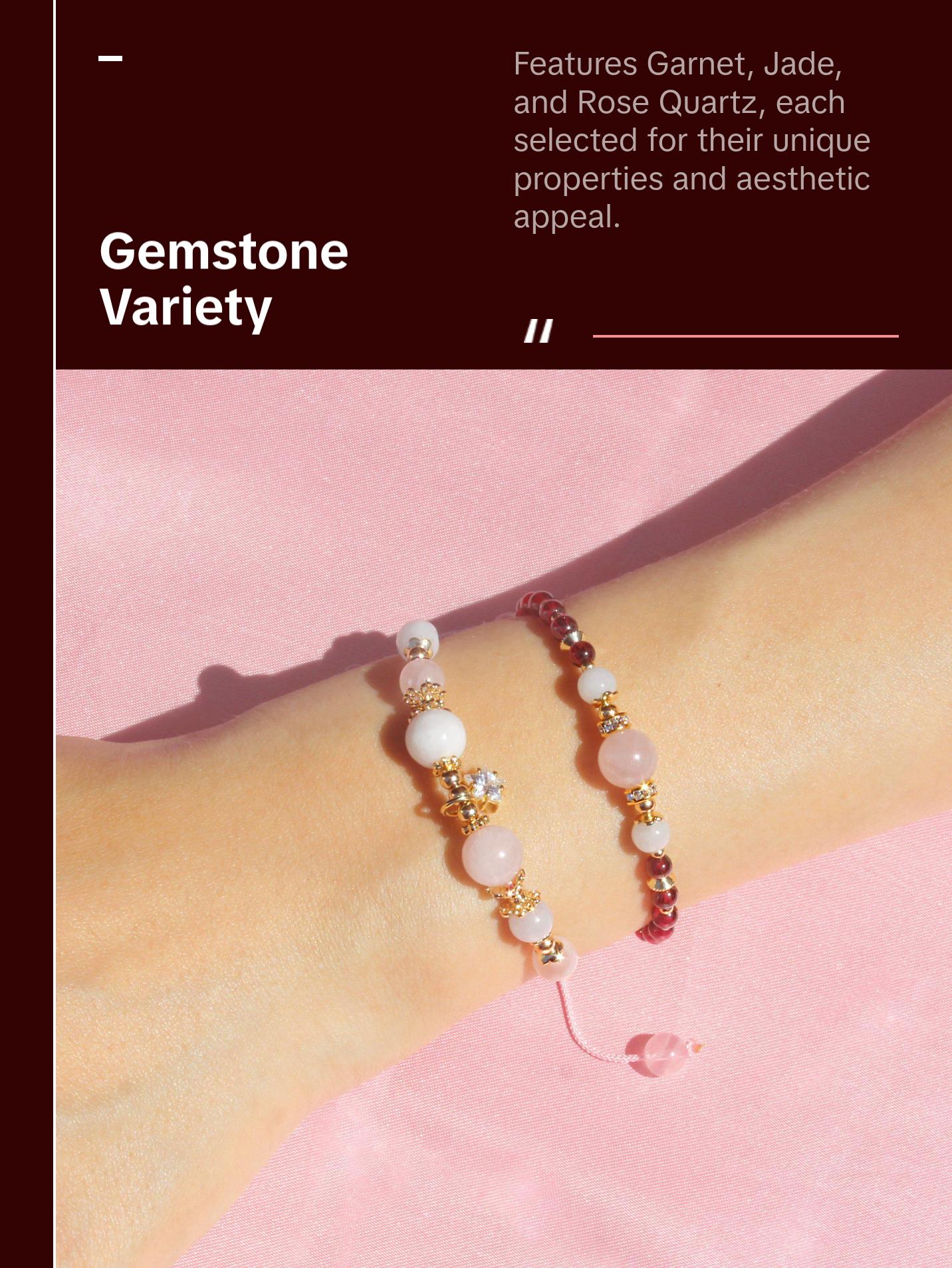 Rosebud Bracelet | Made with Garnet, Jade, and Rose Quartz