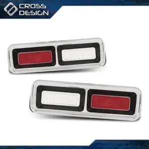 CROSSDESIGN Fit For 1968 Camaro Complete Replacement Tail LIght Set Bezels Lens Right & Left