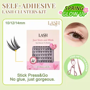 Lashterally Cupid's Love Self-adhesive Lash Clusters Kit 90 Clusters 10mm/12mm/14mm Ultra Lightweight Easy Removal DIY D Curl False Eyelashes for Halloween Party Makeup Cosmetic Flawless