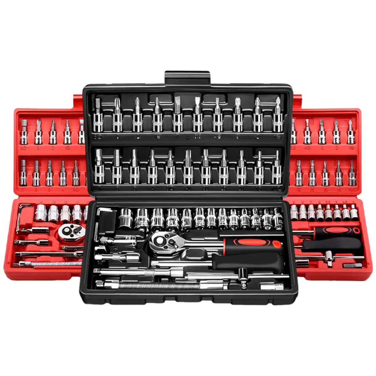 46pcs Tools Set, Car Repair Machinery Tools, Automotive Repair Tool Kit With Multifunctional Socket Wrench for Car, 1/2 * 1/4 * 3/8" Drive Depth And Standard Socket, Ratchet Torque Wrench Screwdriver Socket Combination Tool, Easter Gifts for Husband
