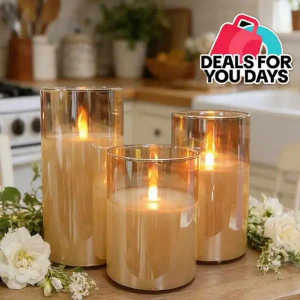 Rechargeable Real Wax Flameless LED Candles, Flickering Flame Remote Timer, 3 Pack Glass Set, Fall Autumn Decor for Home Farm Table Centerpiece, Halloween Thanksgiving Harvest Festival, Smoke-Free Ambient Lights for Wedding Dinner Holiday Home Decor