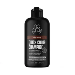 No Gray Quick Color Permanent Hair Color Shampoo - 100% Gray Coverage in 5 Minutes, Dual-Chamber Pump, Black or Brown, 8.45 oz