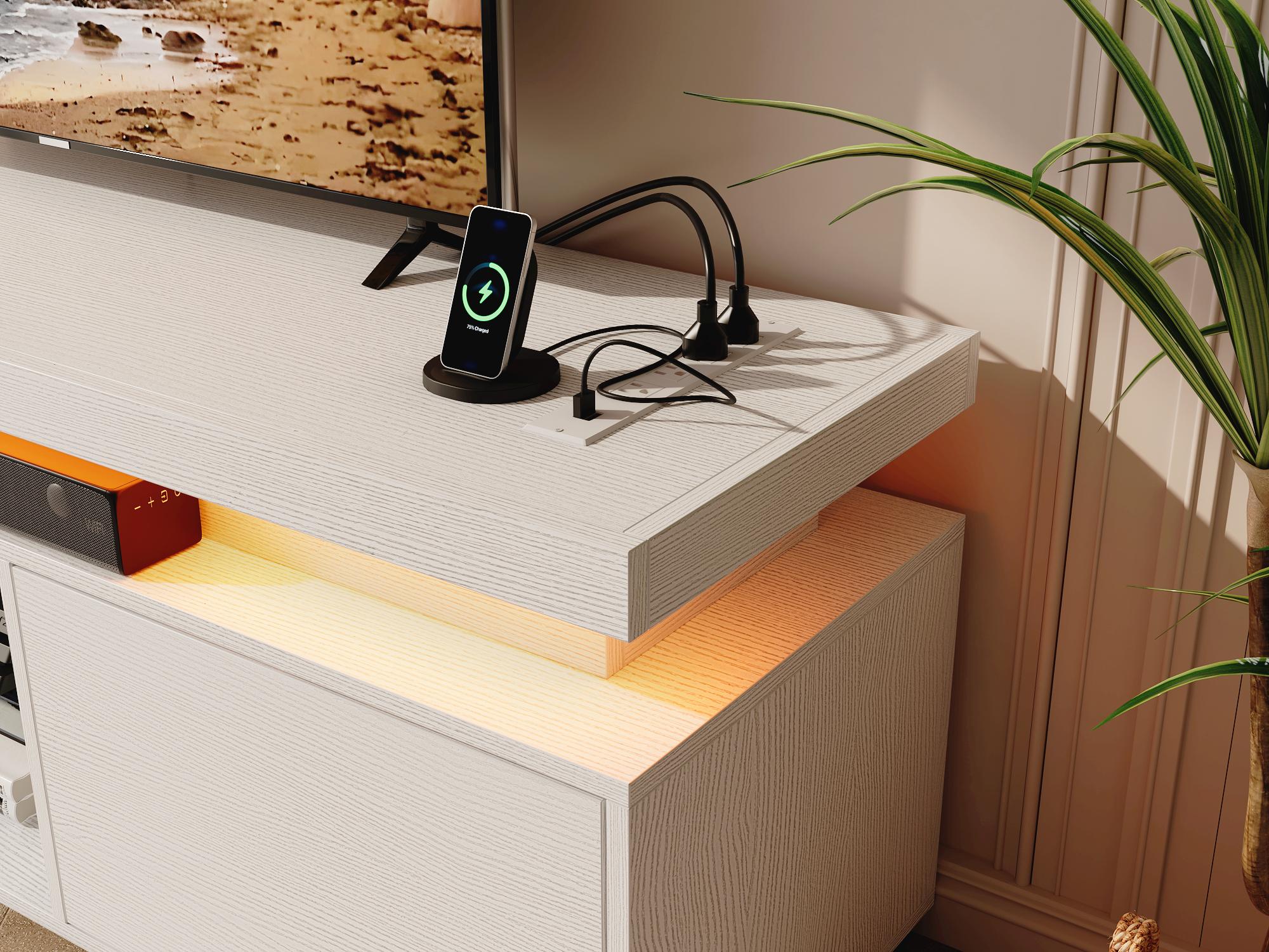 Yitahome TV Stands for Living Room, Modern Entertainment Center w/Power Outlets, LED Television Stands with Storage, Wood TV Stand, Gaming Media Stand Yitahome TV Stands for Living Room, Modern Entertainment Center w/Power Outlets, LED Television Stands with Storage, Wood TV Stand, Gaming Media Stand