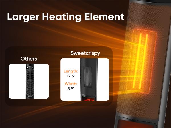 【Clearance Deal】24inch Space Heaters for Indoor Use, Portable Heater with 3 Light Colors, Adjustable Thermostat with Remote, Tip-over Protection Up to 95°F, 60°Oscillation,stop operating 30 seconds after the power is cut off.