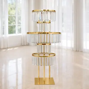 Arcylic Pendant 2 PACK 40″ Tall 5-Tier Gold Centerpiece Stand with Centerpiece Holder